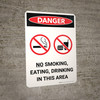 Danger: No Smoking Eating Drinking in This Area Portrait with Graphic - Wall Sign