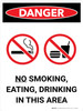 Danger: No Smoking Eating Drinking in This Area Portrait with Graphic - Wall Sign