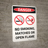 Danger: No Smoking Matches or Open Flame Portrait with Graphic - Wall Sign