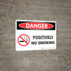Danger: Positively No Smoking Landscape with Graphic - Wall Sign