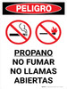 Danger: Propane No Smoking Open Flame Portrait with Icon - Wall Sign
