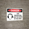 Danger: PPE Ear Protection Required In Area Landscape with Graphic - Wall Sign