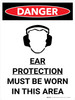 Danger: PPE Ear Protection Required In Area Portrait with Graphic - Wall Sign