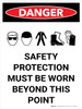 Danger: PPE Safety Protection Portrait with Graphic - Wall Sign