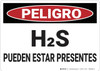 Danger: Hydrogen Sulfide May Be Present - Spanish - Wall Sign