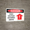 Danger: High Voltage On Wires Above Landscape with Graphic - Wall Sign Danger: High Voltage On Wires Above Landscape with Graphic - Wall Sign