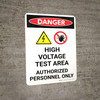 Danger: High Voltage Test Area Portrait with Graphic - Wall Sign Danger: High Voltage Test Area Portrait with Graphic - Wall Sign