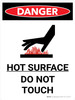 Danger: Hot Surface Do Not Touch Portrait with Graphic - Wall Sign Danger: Hot Surface Do Not Touch Portrait with Graphic - Wall Sign