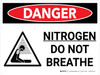Danger: Nitrogen Do Not Breathe Landscape with Graphic - Wall Sign