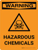 Warning: Hazardous Chemicals Portrait With Graphic - Wall Sign Warning: Hazardous Chemicals Portrait With Graphic - Wall Sign