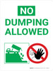 No Dumping Allowed Green and White Portrait with Graphic - Wall Sign No Dumping Allowed Green and White Portrait with Graphic - Wall Sign