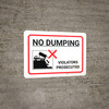 No Dumping Violators Prosecuted Landscape with Icon - Wall Sign