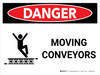 Danger: Moving Conveyors Landscape with Graphic - Wall Sign Danger: Moving Conveyors Landscape with Graphic - Wall Sign