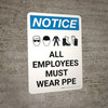 Notice: All Employees Must Wear PPE Portrait with Graphic