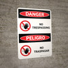 Danger: No Trespassing Bilingual Spanish with Graphic - Wall Sign
