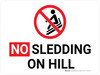 No Sledding On Hill Landscape with Icon - Wall Sign