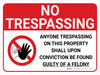 No Trespassing: Anyone Trespassing Guilty Of A Felony Landscape with Graphic - Wall Sign No Trespassing: Anyone Trespassing Guilty Of A Felony Landscape with Graphic - Wall Sign