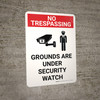 No Trespassing: Grounds Under Security Watch Portrait with Graphic - Wall Sign