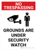 No Trespassing: Grounds Under Security Watch Portrait with Graphic - Wall Sign