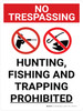 No Trespassing: Hunting Fishing Trapping Prohibited Portrait with Graphic - Wall Sign