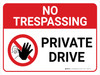 No Trespassing: Private Drive Landscape with Graphic - Wall Sign No Trespassing: Private Drive Landscape with Graphic - Wall Sign