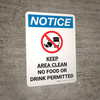 Notice: Keep Area Clean - No Food or Drink Permitted Portrait with Icon - Wall Sign Notice: Keep Area Clean - No Food or Drink Permitted Portrait with Icon - Wall Sign