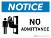 Notice: No Admittance Landscape with Icon - Wall Sign