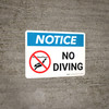 Notice: No Diving Landscape with Icon - Wall Sign