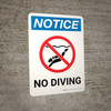 Notice: No Diving Portrait with Icon - Wall Sign Notice: No Diving Portrait with Icon - Wall Sign