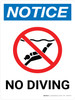 Notice: No Diving Portrait with Icon - Wall Sign Notice: No Diving Portrait with Icon - Wall Sign