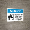 Notice: No Entry Without Permit Landscape with Icon - Wall Sign Notice: No Entry Without Permit Landscape with Icon - Wall Sign