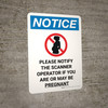 Notice: If Pregnant Notify Scanner Operator Portrait with Icon - Wall Sign Notice: If Pregnant Notify Scanner Operator Portrait with Icon - Wall Sign