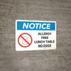 Notice: Allergy Free Lunch Table Landscape with Icon - Wall Sign Notice: Allergy Free Lunch Table Landscape with Icon - Wall Sign