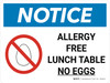 Notice: Allergy Free Lunch Table Landscape with Icon - Wall Sign Notice: Allergy Free Lunch Table Landscape with Icon - Wall Sign
