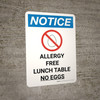 Notice: Allergy Free Lunch Table Portrait with Icon - Wall Sign Notice: Allergy Free Lunch Table Portrait with Icon - Wall Sign