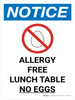 Notice: Allergy Free Lunch Table Portrait with Icon - Wall Sign Notice: Allergy Free Lunch Table Portrait with Icon - Wall Sign