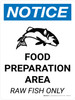 Notice: Food Prep Area - Raw Fish Only Portrait with Icon - Wall Sign
