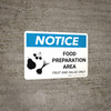 Notice: Food Prep Area - Fruit and Salad Only Landscape with Icon - Wall Sign