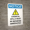 Notice: Chemical Spills Must be Reported Immediately Portrait with Icon - Wall Sign Notice: Chemical Spills Must be Reported Immediately Portrait with Icon - Wall Sign