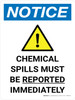 Notice: Chemical Spills Must be Reported Immediately Portrait with Icon - Wall Sign Notice: Chemical Spills Must be Reported Immediately Portrait with Icon - Wall Sign