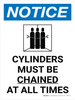 Notice: Cylinder Must Be Chained At All Times Portrait with Icon - Wall Sign