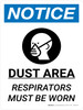 Notice: Dust Area Respirators Must be Worn Portrait with Icon - Wall Sign