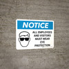 Notice: Employees and Visitors Must Wear Eye Protection Landscape with Icon - Wall Sign