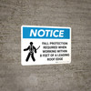 Notice: Fall Protection Required When Working Within Roof Edge Area Landscape with Icon - Wall Sign