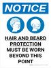 Notice: Hair and Beard Protection Must be Worn Beyond this Point Portrait with Icon - Wall Sign