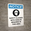 Notice: PPE Safety Glasses Shields Required in Area Portrait with Icon - Wall Sign Notice: PPE Safety Glasses Shields Required in Area Portrait with Icon - Wall Sign