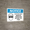 Notice: PPE Visitors Must Wear Eye Protection Landscape with Icon - Wall Sign