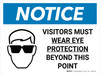 Notice: PPE Visitors Must Wear Eye Protection Landscape with Icon - Wall Sign