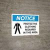 Notice: Protective Clothing Required In This Area Landscape with Icon - Wall Sign