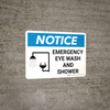 Notice: Emergency Eye Wash and Shower Landscape with Icon - Wall Sign Notice: Emergency Eye Wash and Shower Landscape with Icon - Wall Sign